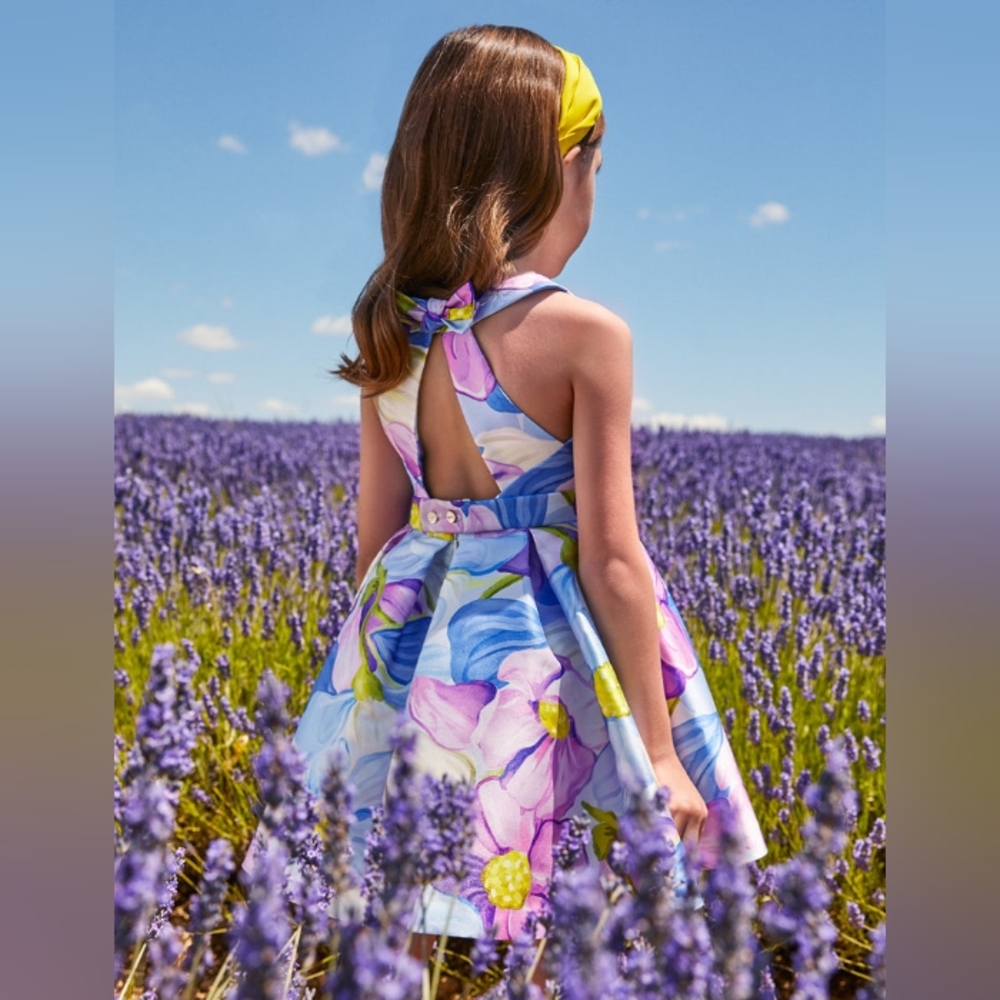 Abel & Lula Formal Lilac Dress w/ Matching Bow
